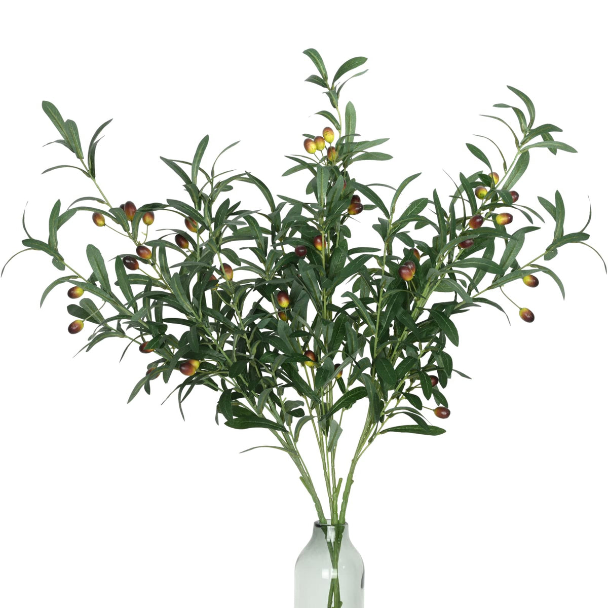 39'' Tall Faux Olive Branches for Vases, Artificial Greenery Stems Decor
