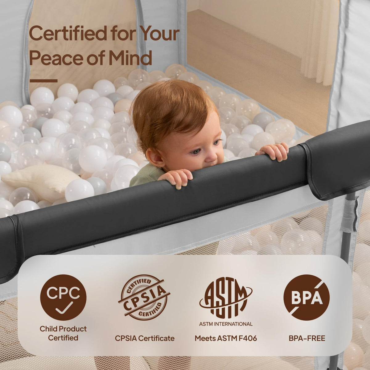 Foldable Baby Playpen, 50x50 Inch Portable Play Yard for Babies and Toddlers with Soft Breathable Mesh, Storage Bag &