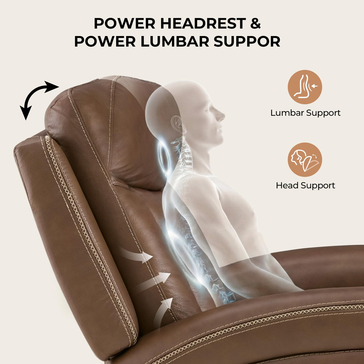 Triple Motor Genuine Leather Super Zero Gravity Recliner, Cafe Brown