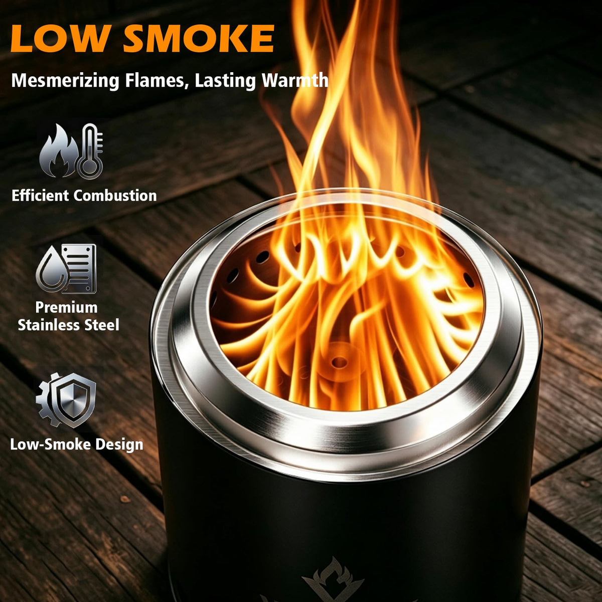 Tabletop Fire Pit Outdoor, Portable Smokeless Mini Firepit, 9.7 × 7.1''