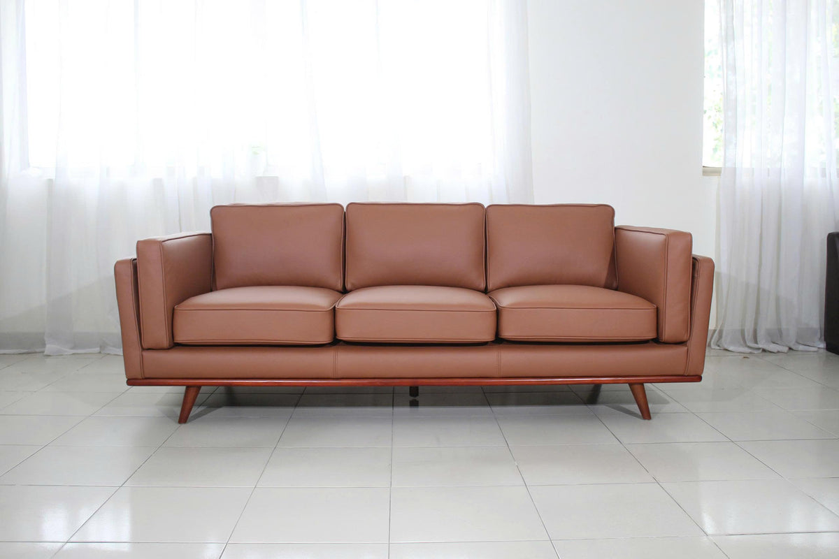 Savoy Full All Around Front and Back Italian Leather Sofa 89" Pure Full Solid Wood Accent Premium Plush Memory Foam