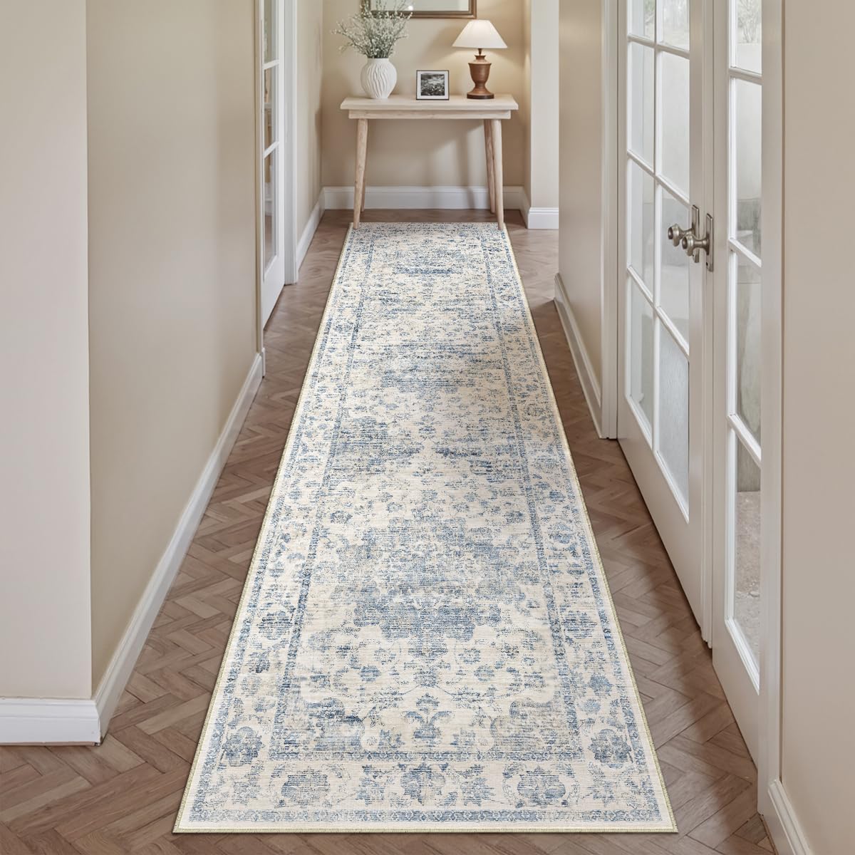 2x12 Blue Neutral Runner Rug