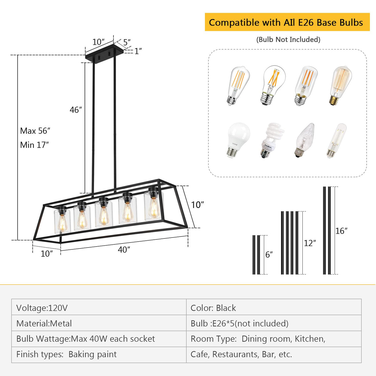 Rectangle Chandeliers Light fixtures Over Table
