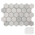 Andes Grey Marble Stone 2 Inch Hexagon White Marble Mosaic Tile Wall Bathroom Shower Floor (5 Sheet, Honed)