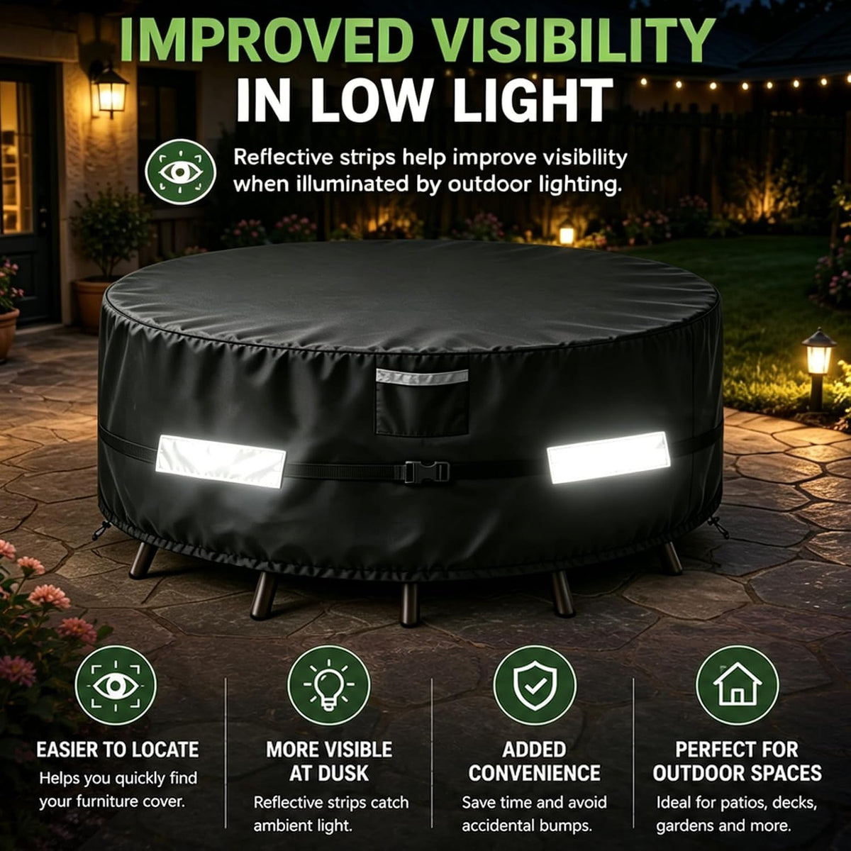 Round Patio Table and Chair Set Cover, 48" Diameter x 28" High, Heavy Duty Waterproof 600D Oxford Outdoor Furniture