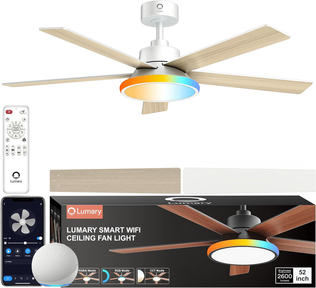 52" Smart Ceiling Fan with Light & Remote