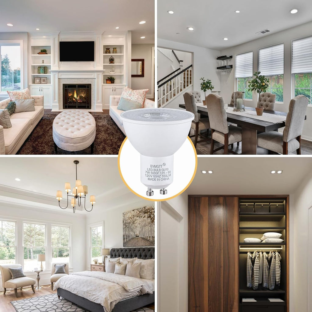 Light Bulbs MR16 led Light Bulb GU10 led Bulb 5000K 10Pin Energy Efficient 7W 550Lumens 120V, Range Hood, Living