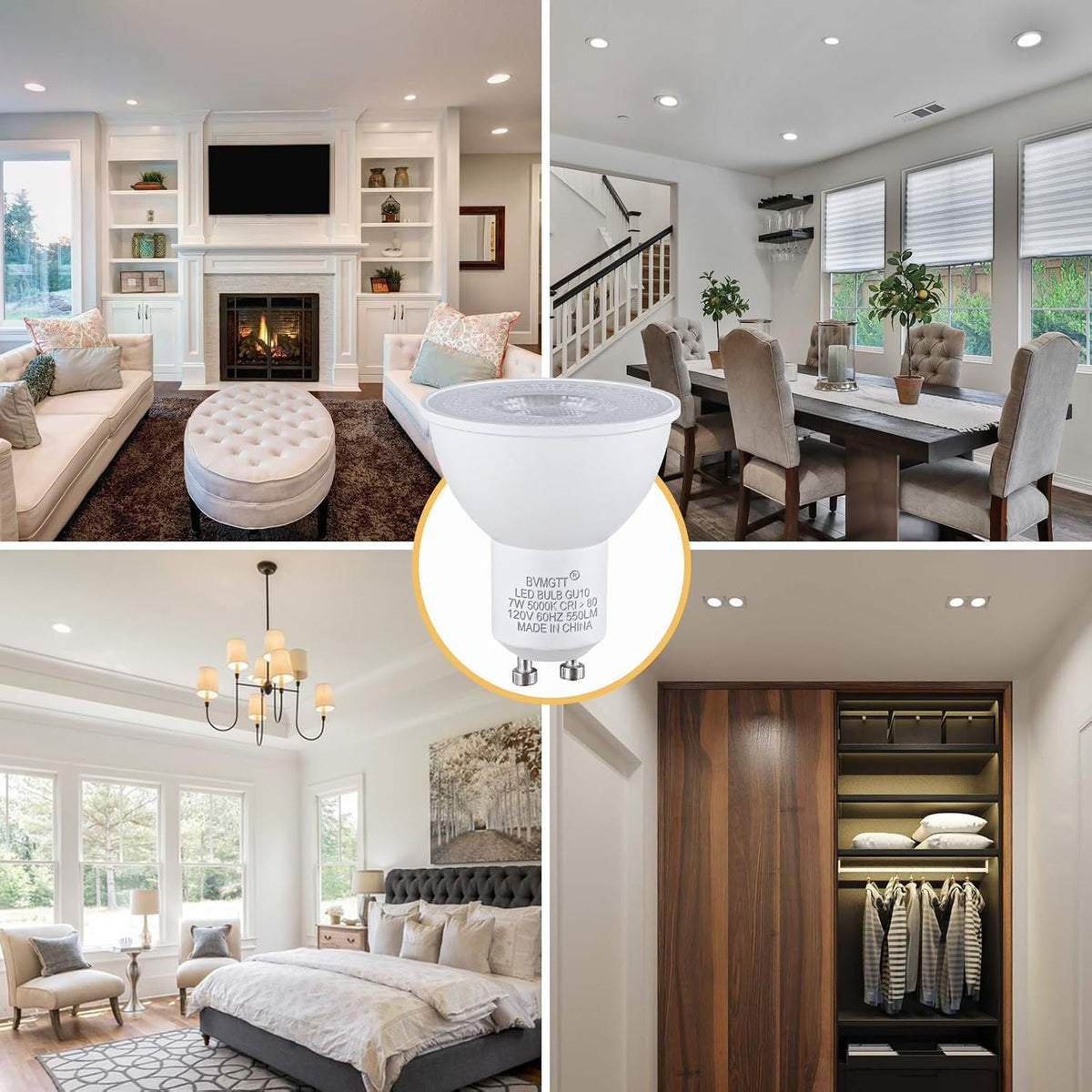 Light Bulbs MR16 led Light Bulb GU10 led Bulb 5000K 10Pin Energy Efficient 7W 550Lumens 120V, Range Hood, Living
