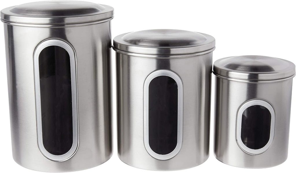 Stainless Steel Canister Set Counter, 3 Container Set - Set of 3