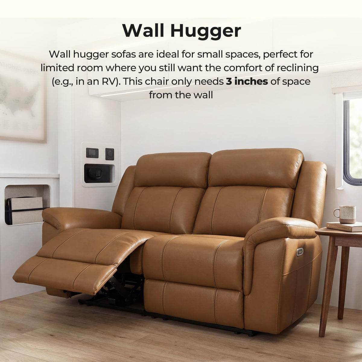 Leather Power Recliner Sofa, Saddle, Loveseat with Console