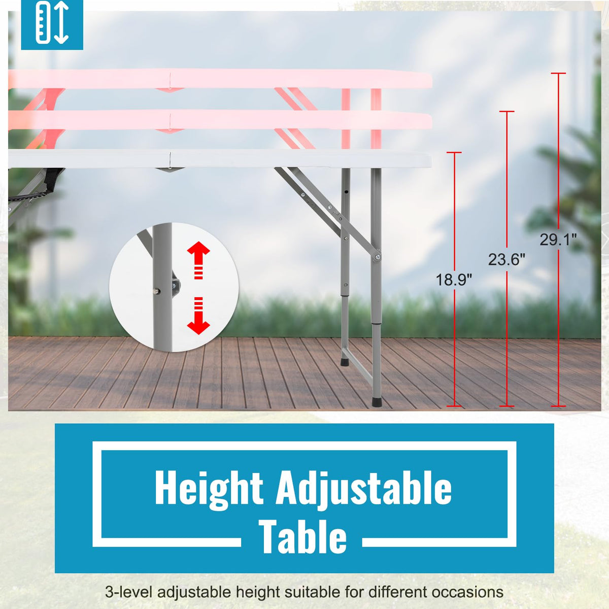 4FT Folding Table | White | Portable Plastic Table