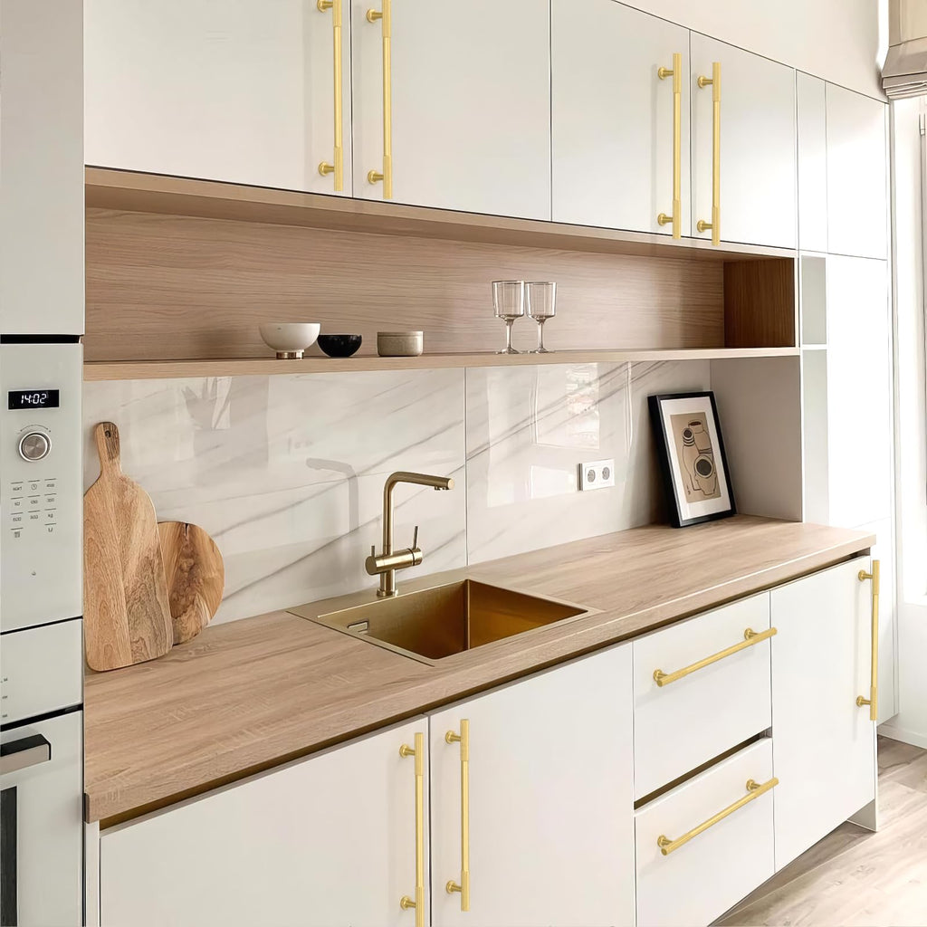 10 Pack Brushed Gold Cabinet Pulls 8 Inch(203mm) Kitchen Cabinet Handles Cabinet Hardware for Drawer Pulls