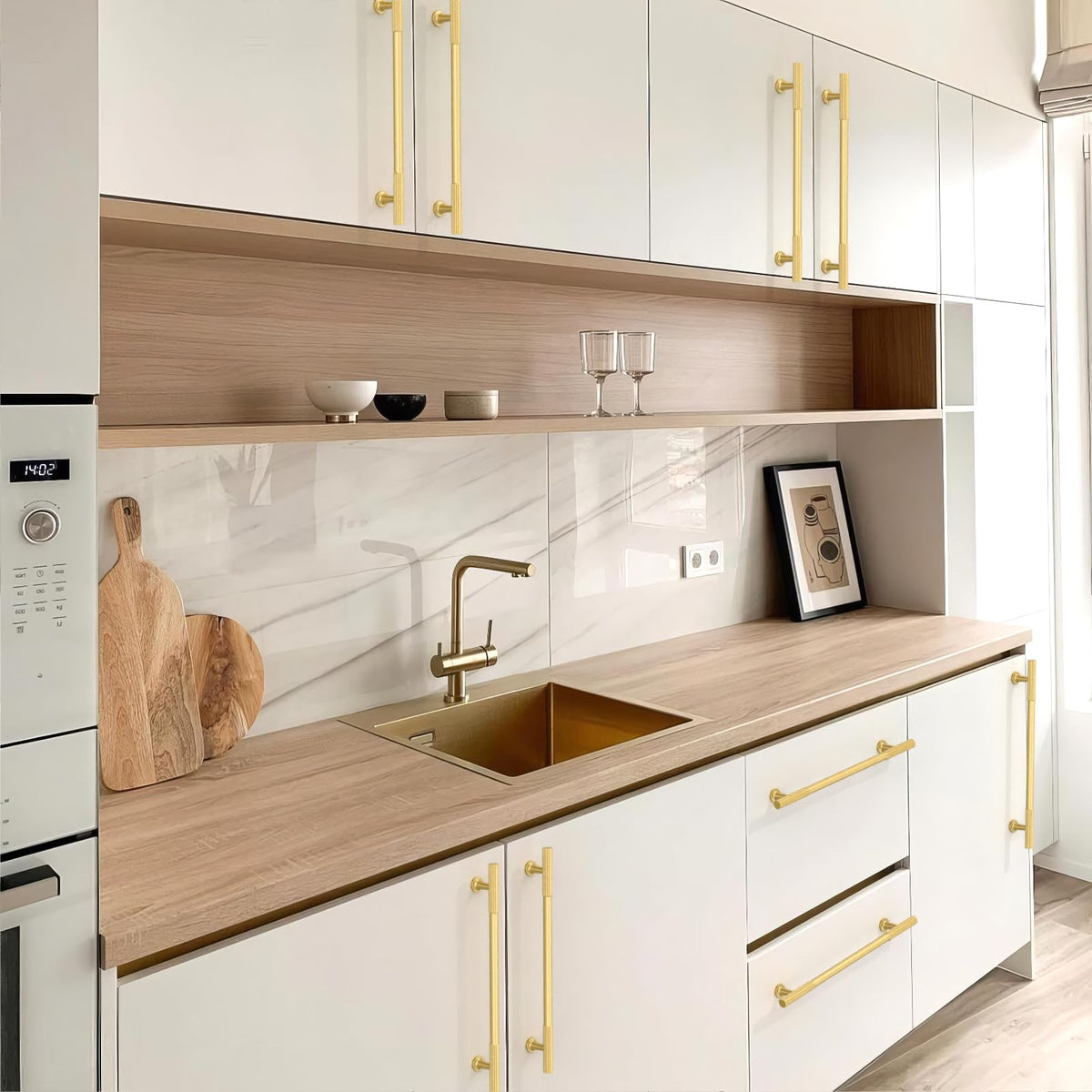 10 Pack Brushed Gold Cabinet Pulls 8 Inch(203mm) Kitchen Cabinet Handles Cabinet Hardware for Drawer Pulls