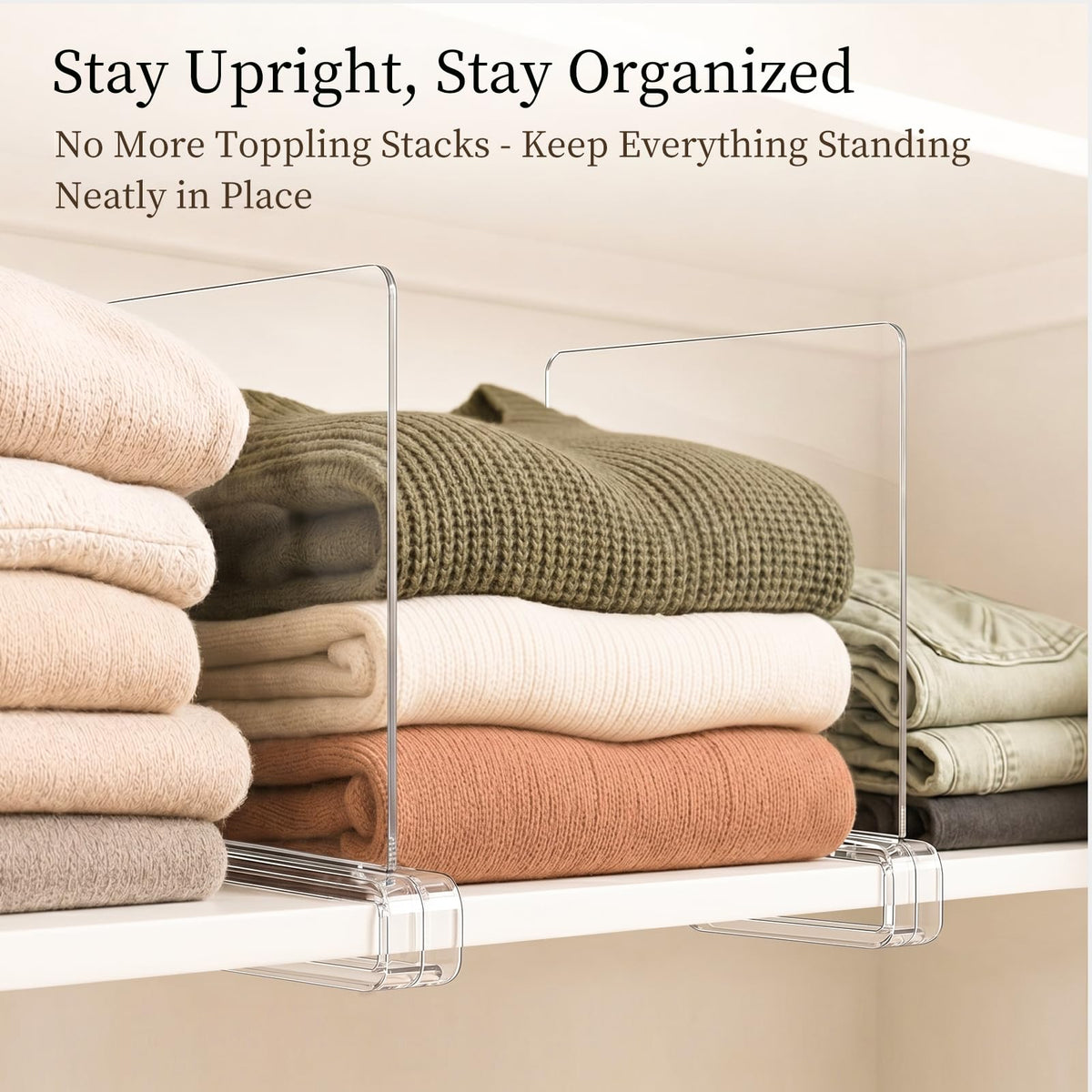 Shelf Dividers Purse Organizer for Closet: Acrylic Clear 16 Pack