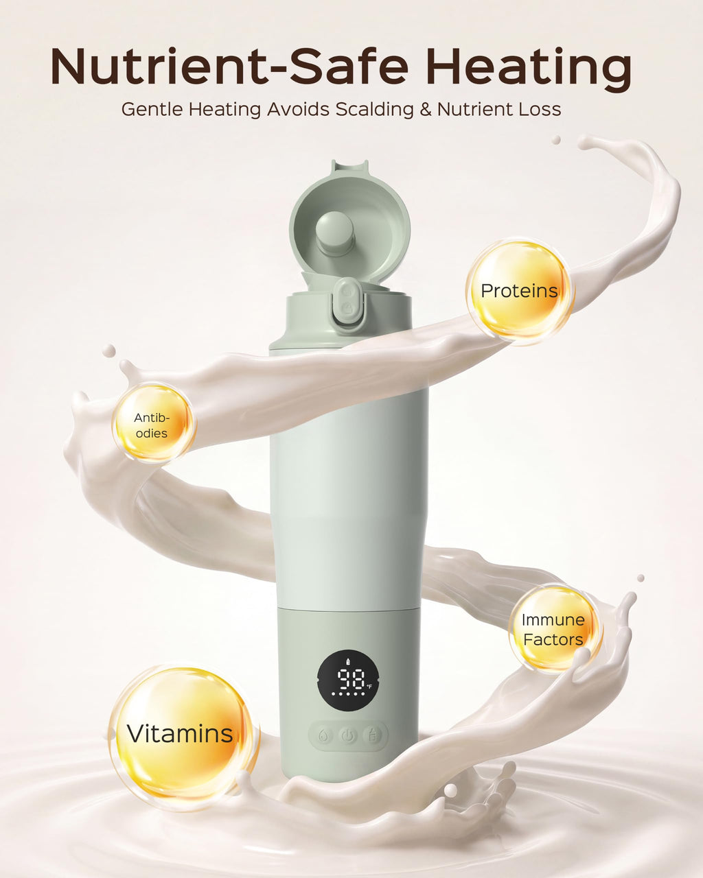 Portable Bottle Warmer for Travel,2.5 Min Fast Heating Dual Modes for Breast Milk & Water, Baby Milk Warmer with 316L