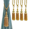 Gold Braided Ball Tassel Curtain Tiebacks Set of 4 Window Decor