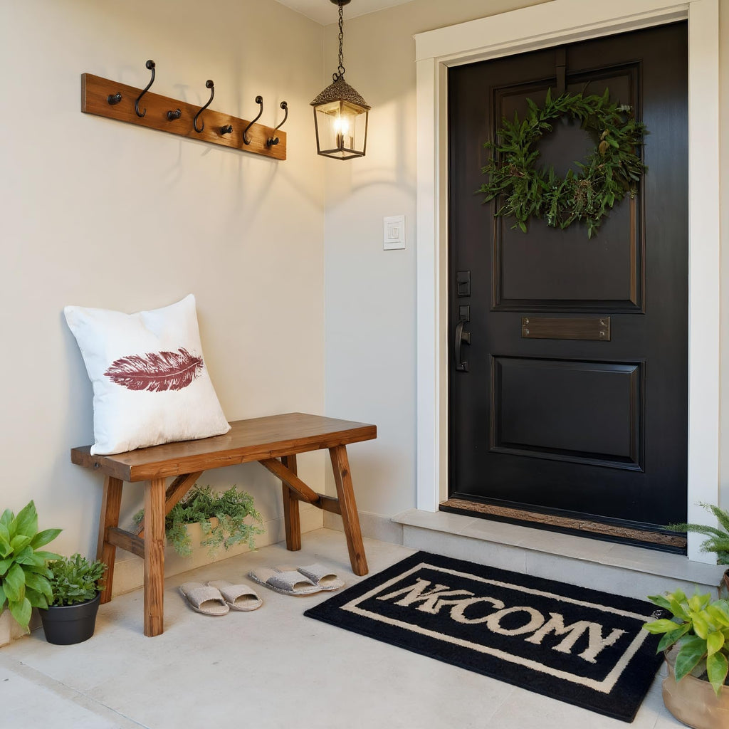 30" Solid Wood Farmhouse Bench - Rustic Entryway, Living & Dining Room Seating, Natural Finish