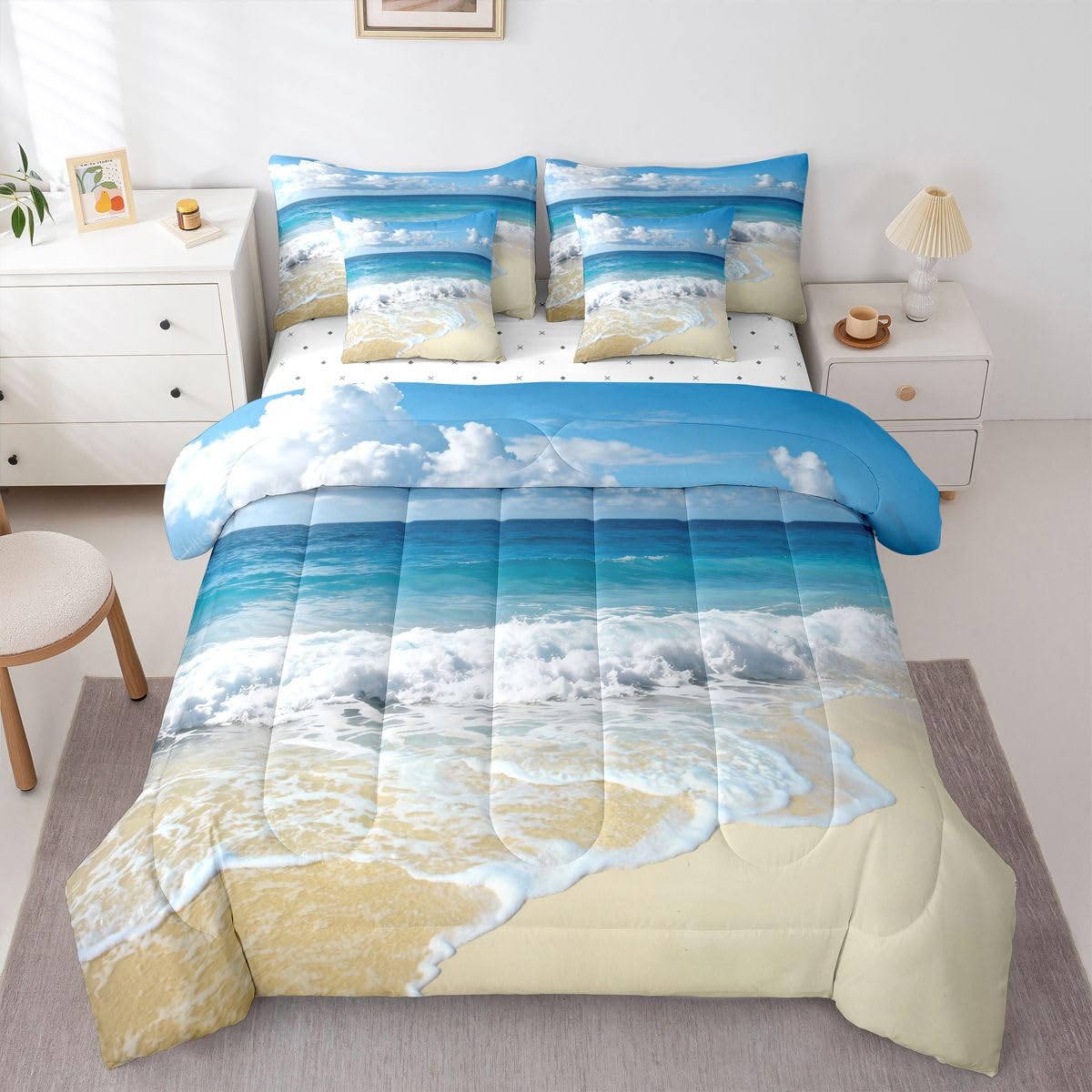 Ocean Wave 7 Pcs Bedding Set Sea Themed