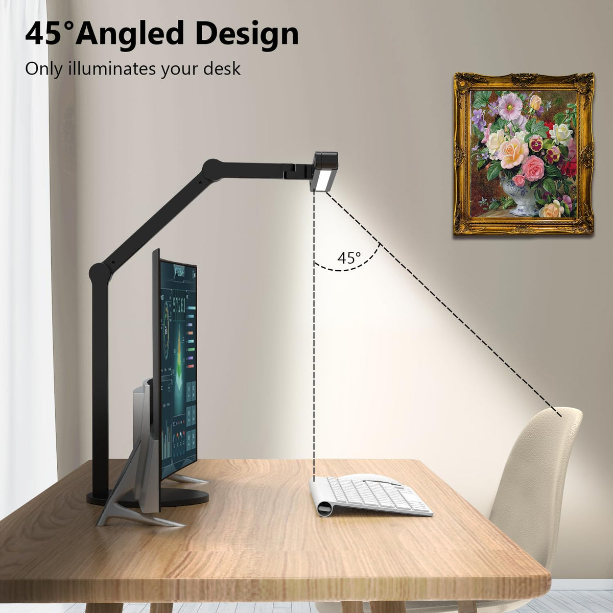 Architect Desk Lamp with Atmosphere Lighting, Adjustable Led Desk Light with Base, 24W Bright Auto Dimming Table