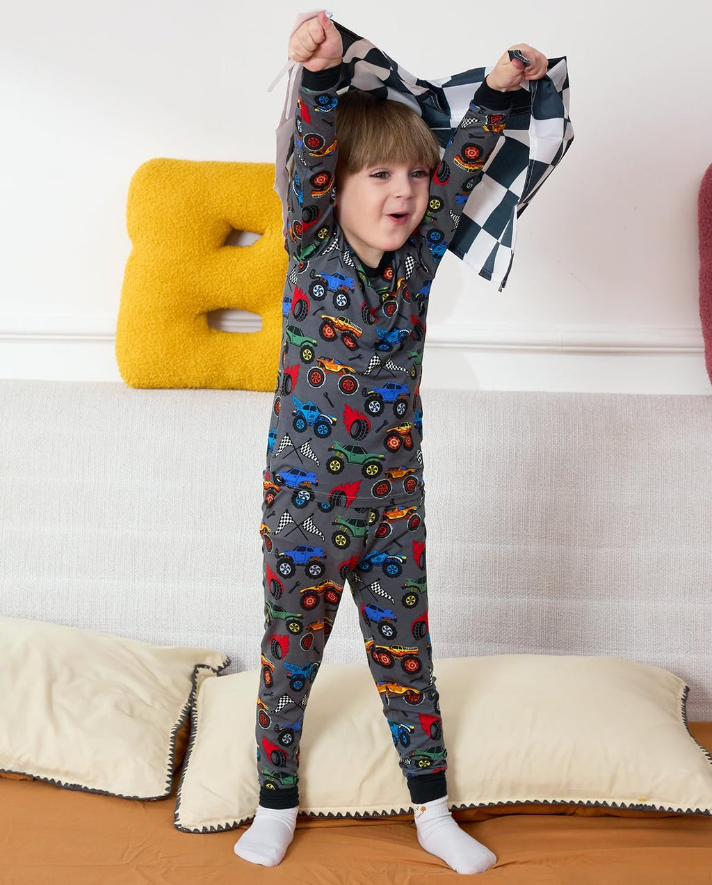 Bamboo Viscose Toddler Kids Pajamas Set, Long Sleeve Boys