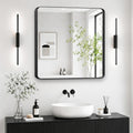 Bathroom Mirrors for Over Sink, 1Pcs 36x36Inch Vanity Mirrors for Wall, Black Metal Frame Rectangle Mirrors Farmhouse