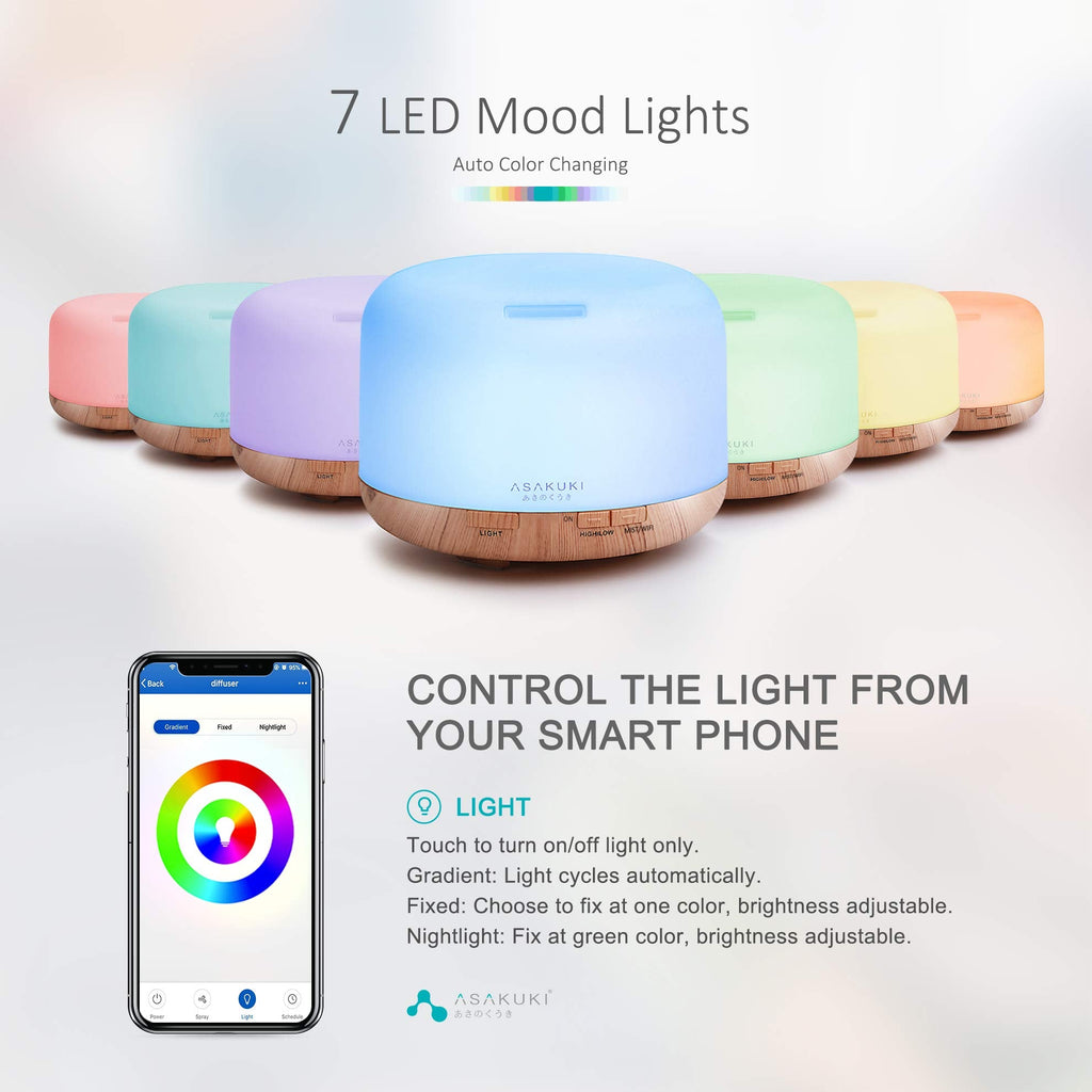 Smart Wi-Fi Essential Oil Diffuser, 500ml App Control Humidifier