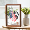 Family Handprint Kit for 5,DIY Craft Family Memories Keepsake Art Baby Newborn Hand and Footprint Wooden Frame Decor