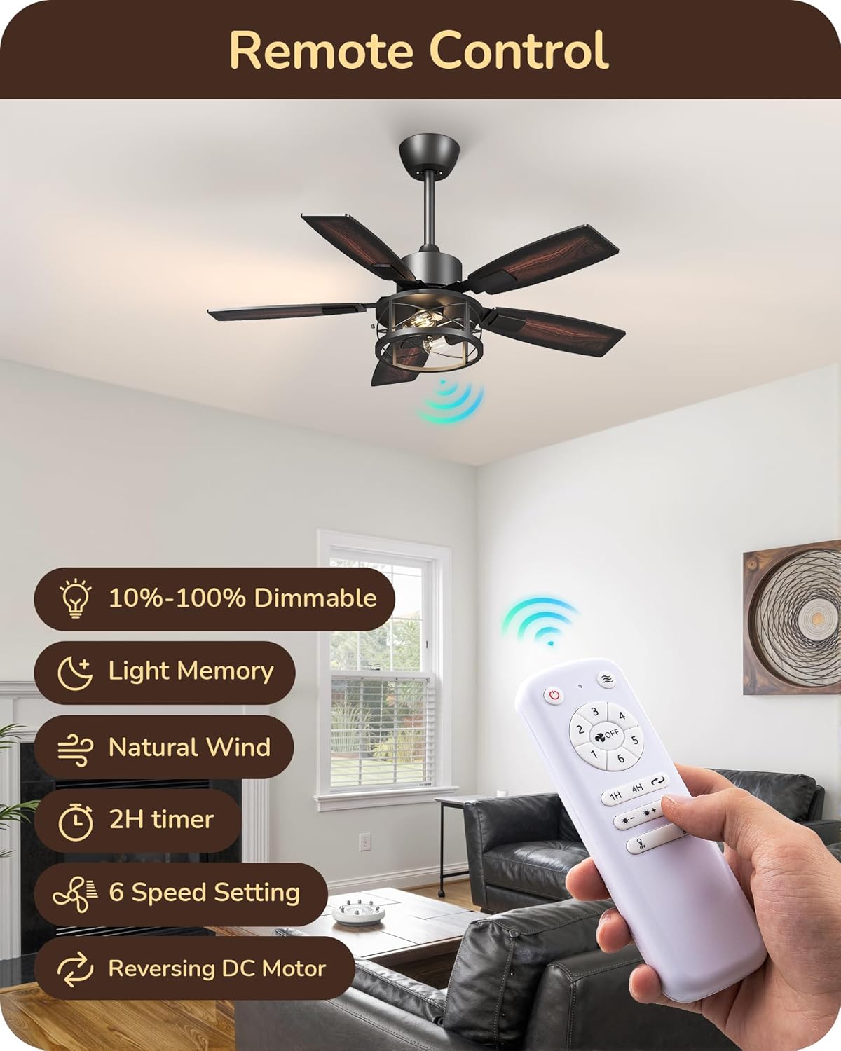 42" Ceiling Fan with Light & Remote