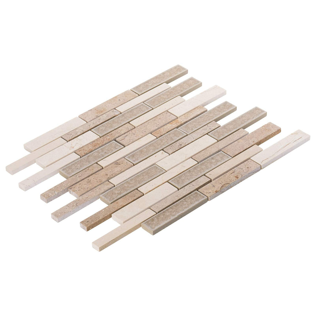 TDH462NS Beige Sand Sina Pearl Crema Marfil Marble Stone Crackle Glass Modern Mosaic Tile Backsplash Kitchen Bath
