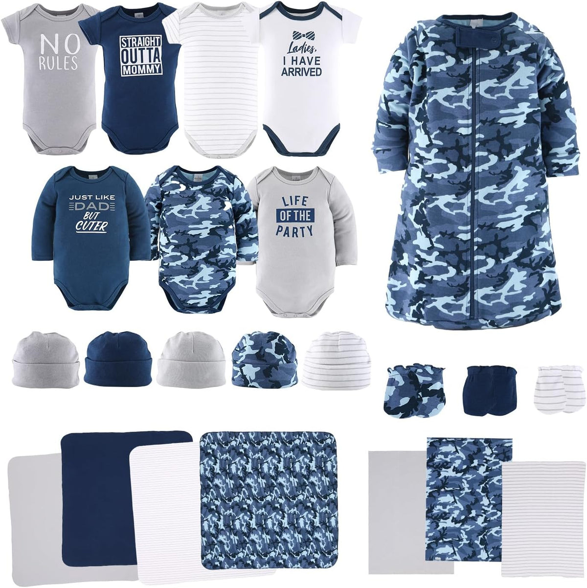 Baby Layette Gift Set for Boys - 23 Piece New Born Boy Gift Set, Baby Clothes & Newborn Essentials Must Haves