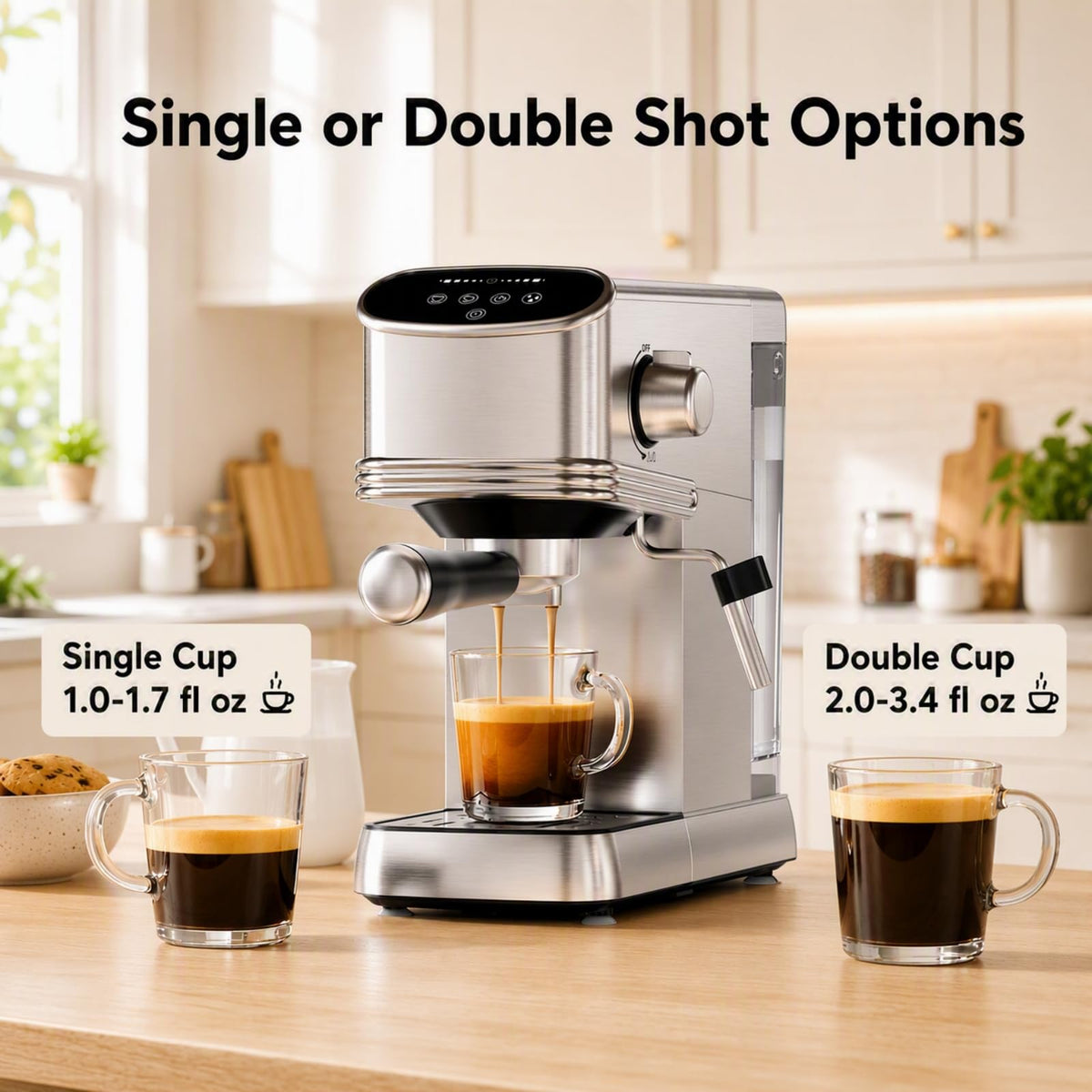 Stainless Steel 20 Bar Espresso Machine with Milk Frother