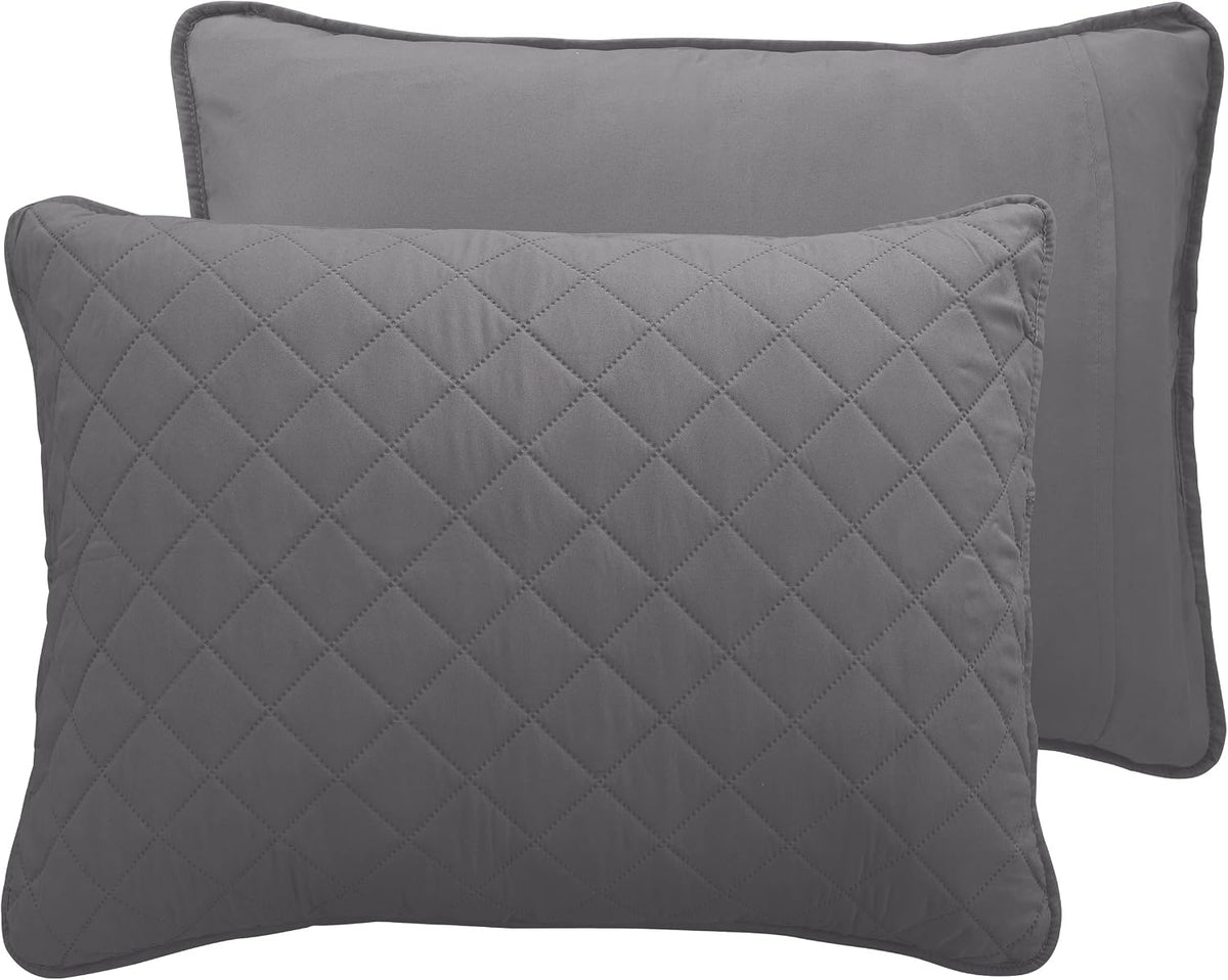 Reversible Quilt Set with 1 Quilt and 2 Pillow Shams, Soft Bed Quilt Cover, Lightweight Microfiber