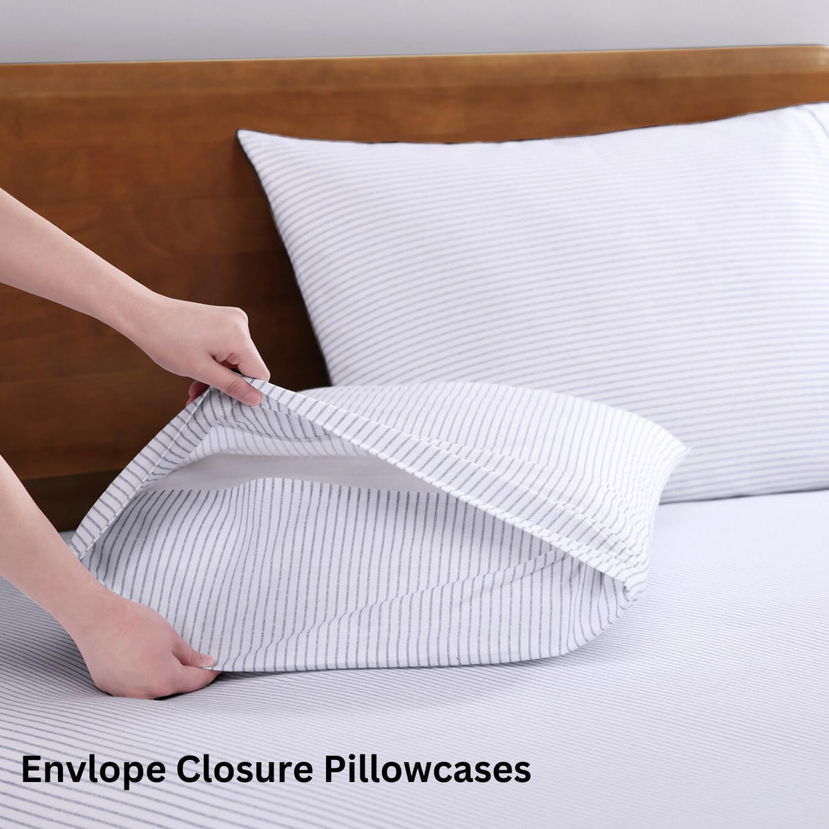 Sheets 100% Organic Cotton 4pc Percale - Ticking Stripe