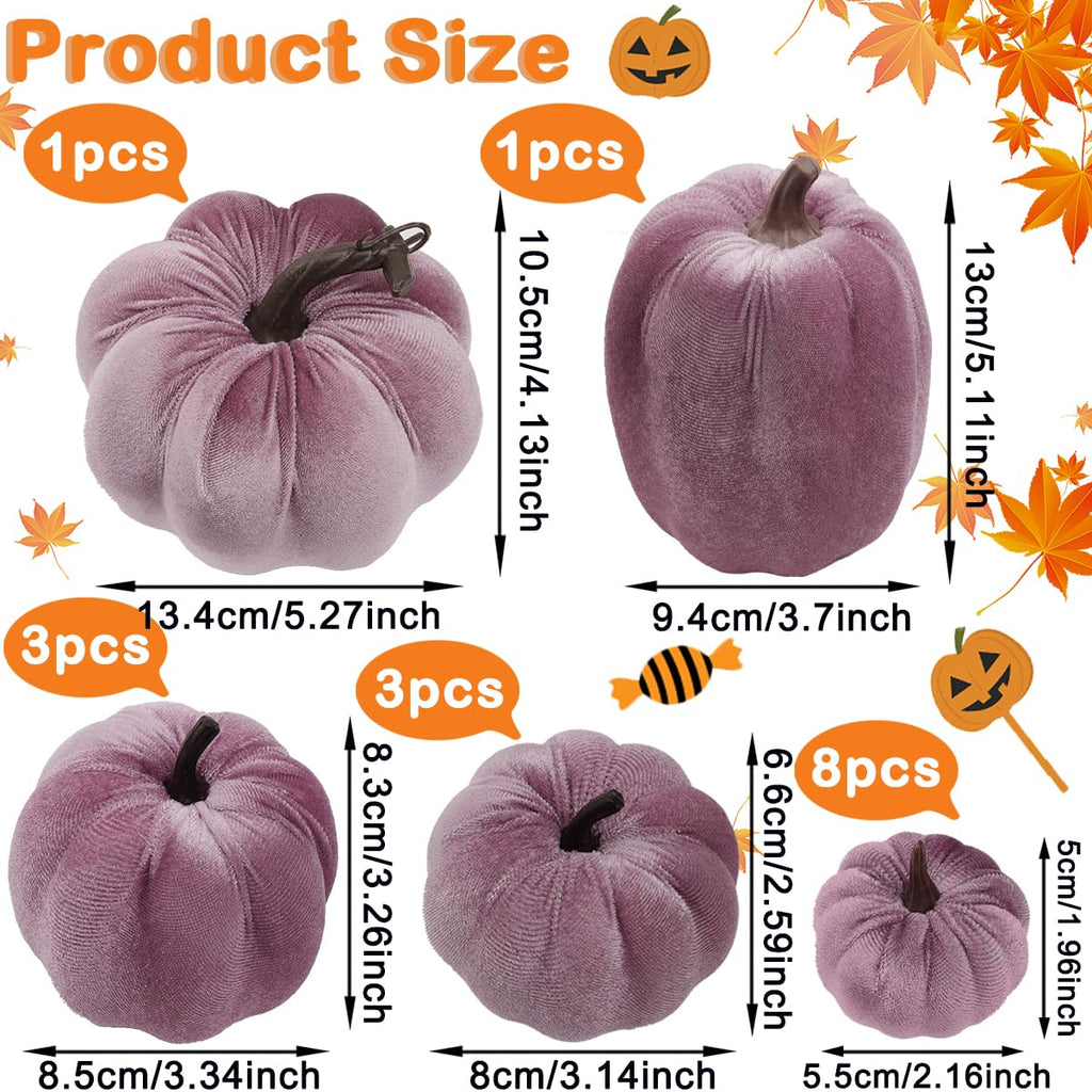 16Pcs Thanksgiving Artificial Velvet Pumpkins Foam Pumpkin Decor