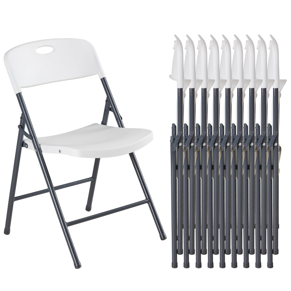 10 Pack Folding Chairs Heavy Duty - Plastic Stackable Portable Dining Chairs Set, Wedding, Party, Patio, Garden, for