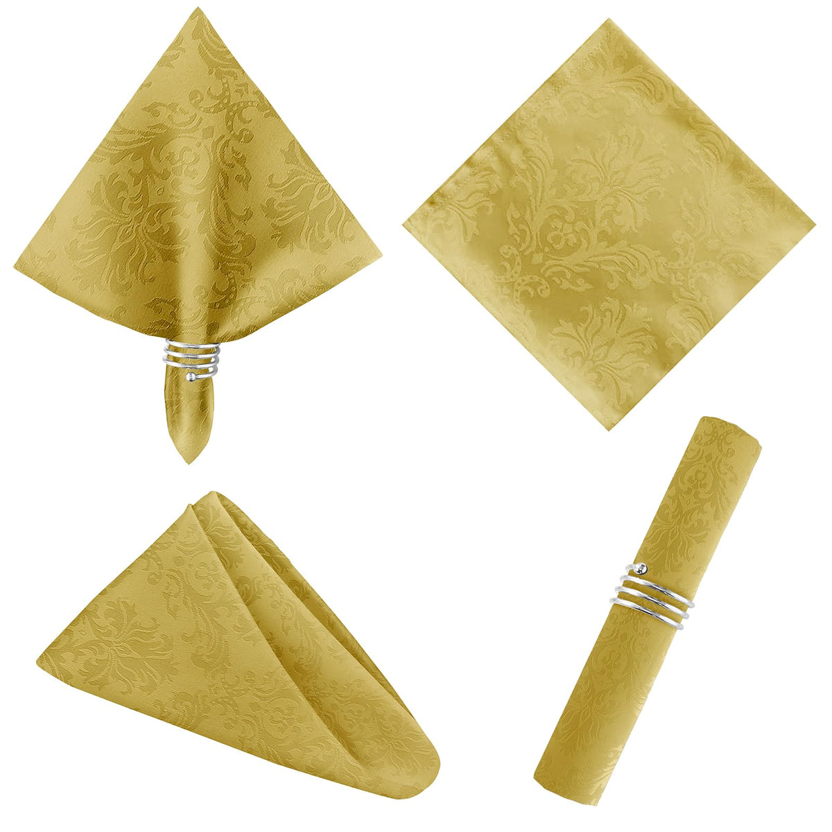 Golden Yellow Fall Jacquard Cloth Napkins, 20 x 20 Inch, Set of 4