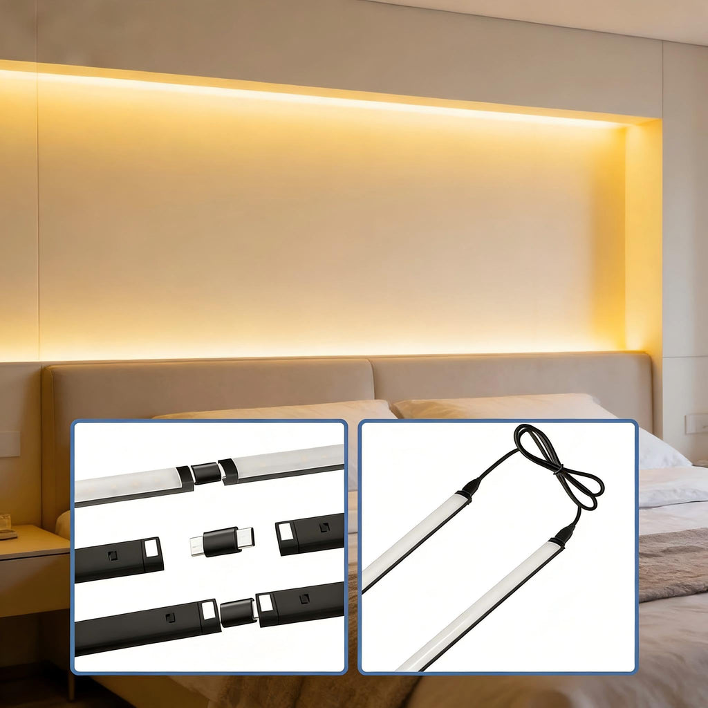 Under Cabinet Lights, 6 Pack Dimmable LED Lighting strip with IR Control, 3 Color Changing Plug in Light Bars