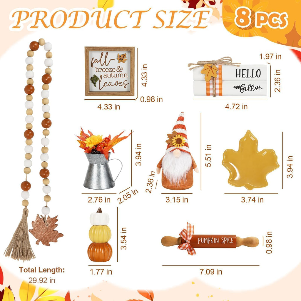 Fall Decorations Indoor, Tabletop 8PCS Fall Tiered Tray Decor Set