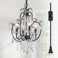Plug-In Four-Light K9 Crystal Chandelier with No Hardwiring Needed