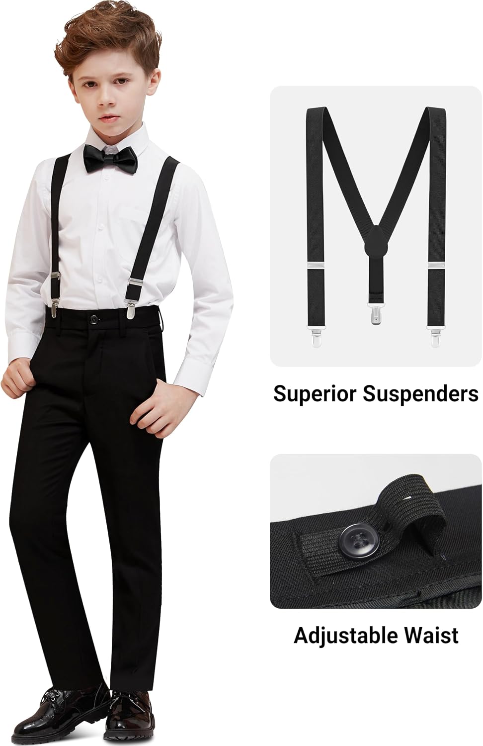 Boys Suit Piece & Piece Tuxedo for Kids with Suspenders