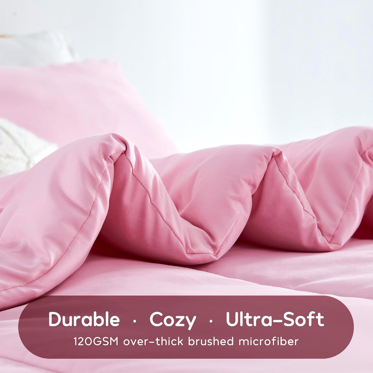 Kids Pink Bedding Comforter Set Full/Queen - Super Soft & Cute Printed 3-Piece Comforter Set All Seasons for Girls - Set of 2