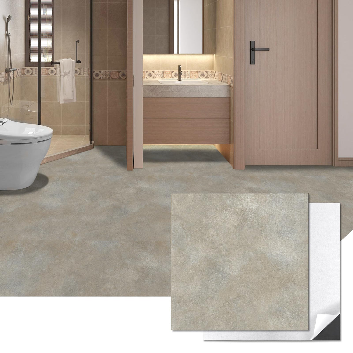 30-Pack Peel and Stick Vinyl Floor Tiles, 12 x 12 in, Slate