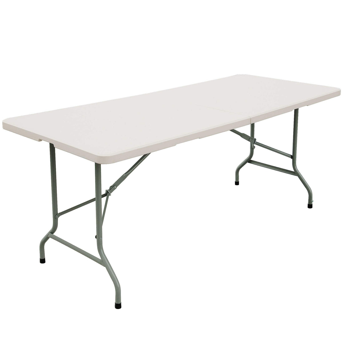 6ft Table, Folding Utility Table, Fold-in-Half Portable Plastic Picnic Party Dining Camp Table (White)