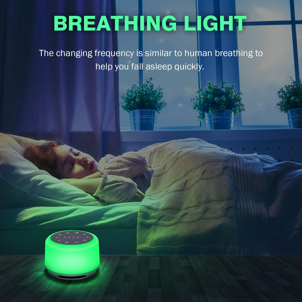 Sleep Sound Machine 24 Natural 7 Color Breathing Lights and Night Light with Timer Memory Feature Rechargeable
