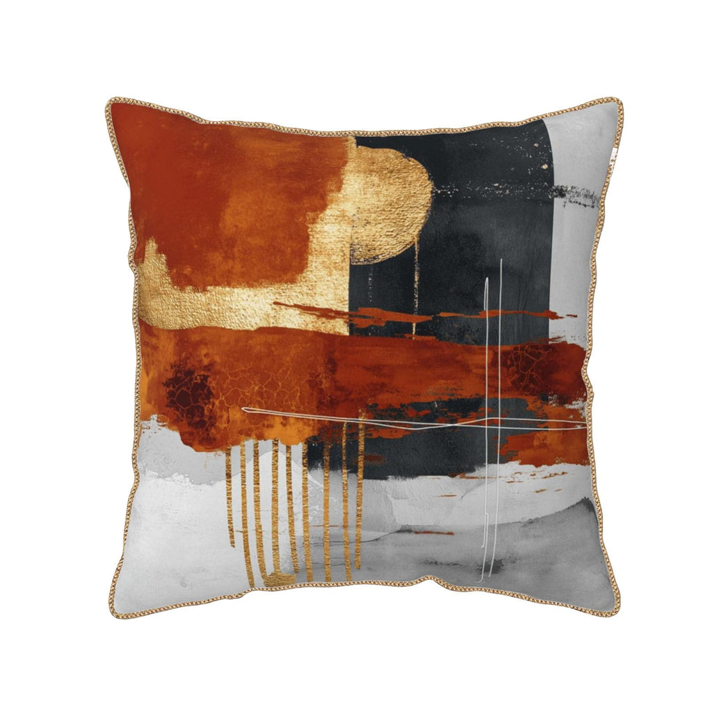 Retro Burnt Orange Gold Velvet Pillow Covers 18x18 Inch Abstract Rust Gray Black Throw Pillows For Couch Cushion