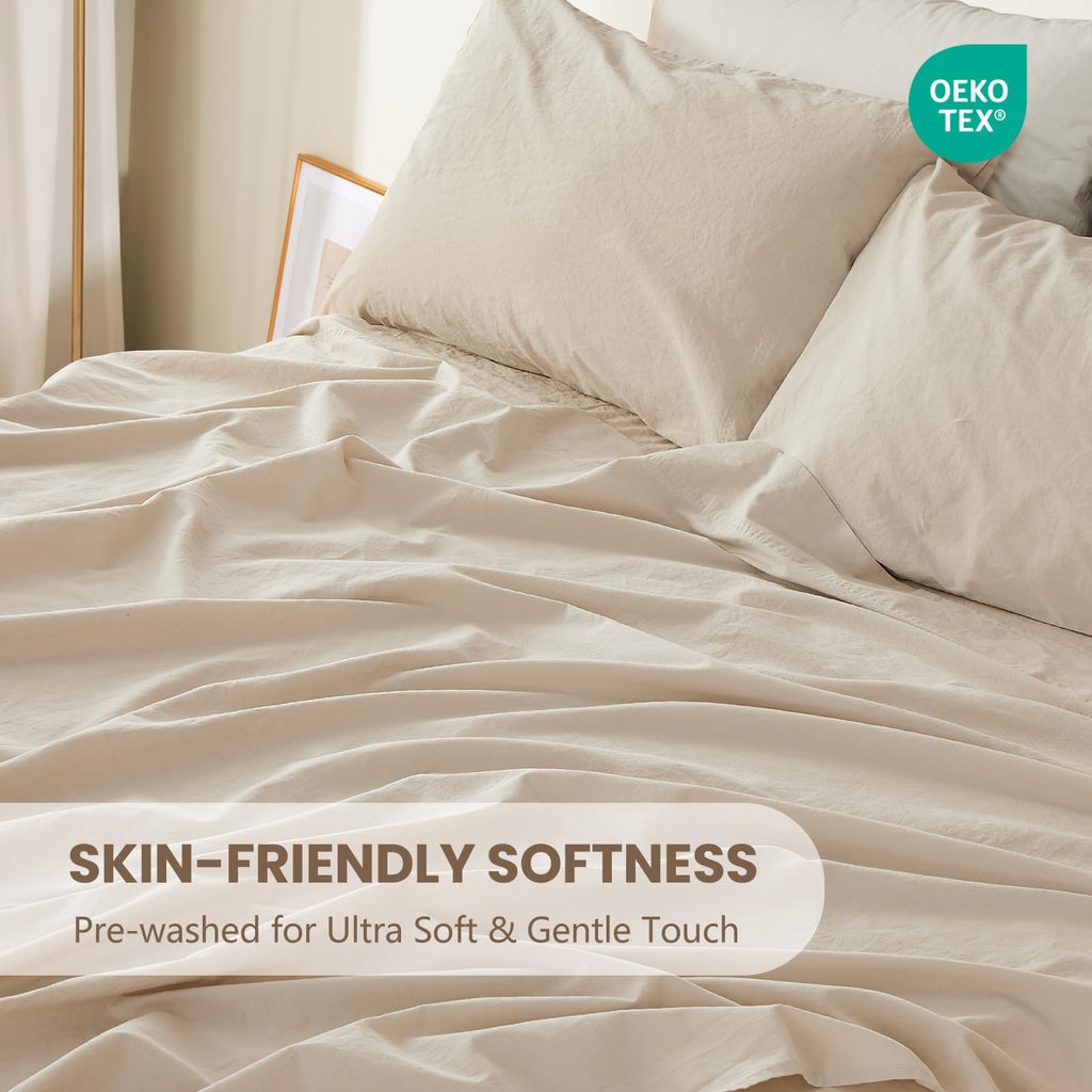 100% Stone-Washed Linen Sheet Set - Breathable & Soft