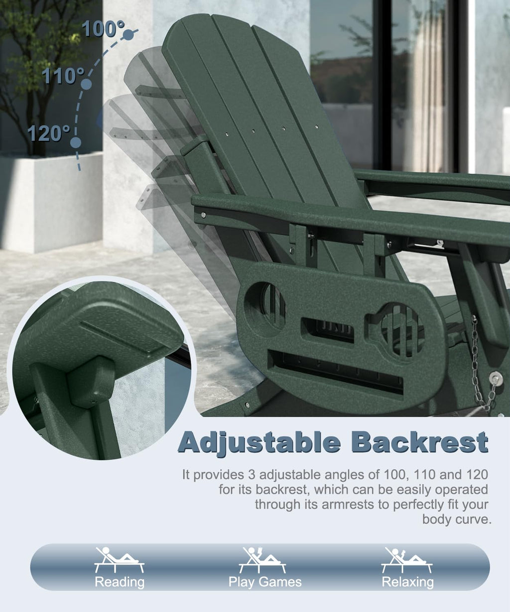 Adjustable Adirondack Chair Set of 2 with Retractable Ottoman