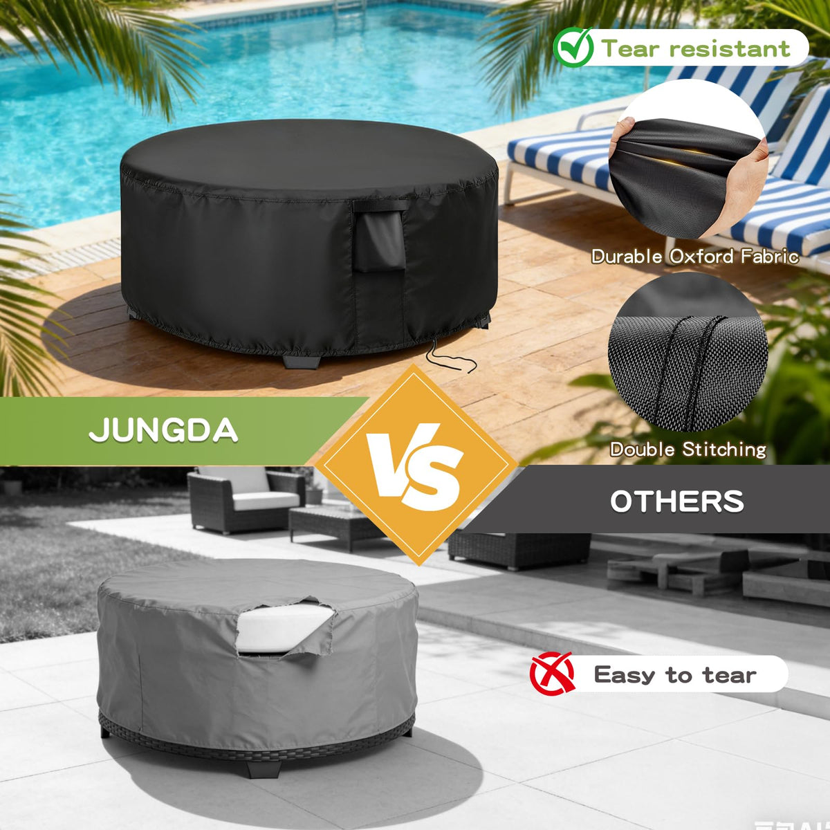 Patio Furniture Cover Round for 48 Inch Outdoor Dinner Table