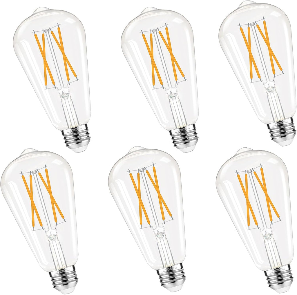 Dimmable Edison Bulbs 2700K Warm White, E26 LED Bulb 60 watt Equivalent