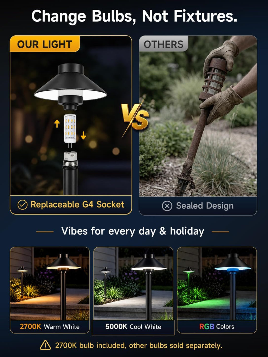 Solid Brass Low Voltage Hat-Top Path Light, Black, G4 2700K 1Pk